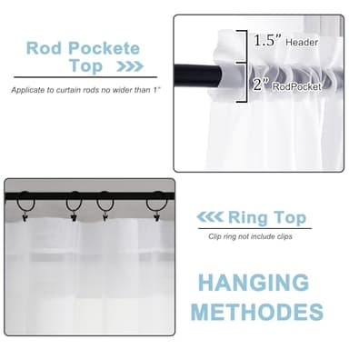 OWENIE Sheer Curtains 84 inches Long 2 Panels Set for Living Room/Bedroom, Rod Pocket Voile Sheer Panel Drapes, White, 2pcs, Each 42" W x 84" L - Image 4