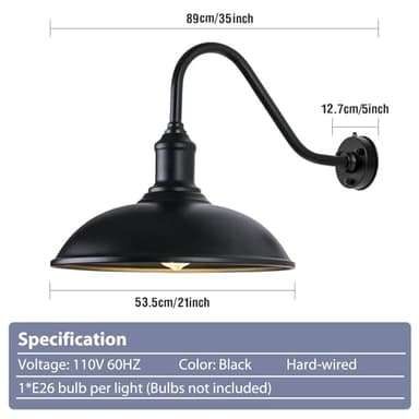 Naurham Outdoor Barn Light Fixtures - 21 Inch Dusk to Dawn Exterior Farmhouse Lighting Barn Light for House with Anti-ponding Bottom, Barn Lights Outdoor Gooseneck Lighting (21" Diameter, 2 Pack) - Image 3