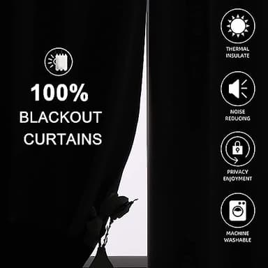 OVZME Total Blackout Curtains 63 Inches Long 2 Panels, Textured Full Room Darkening Panels, Faux Linen Look Thermal Insulated Drapes Panels for Bedroom Living Room (Grommets, Blue, 2xW40xL63) - Image 2