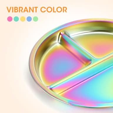 AIEVE Stainless Steel Kids Plates, 4 Pack Round Divided Toddler Plates, Portion Control Plate 9 Inch - Image 9