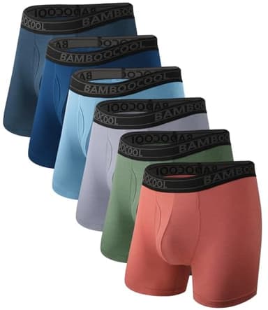 BAMBOO COOL Breathable Men's Underwear Modern Multipack Comfortsoft Moisture-Wicking Boxer Briefs 6 Pack XL - Image 1