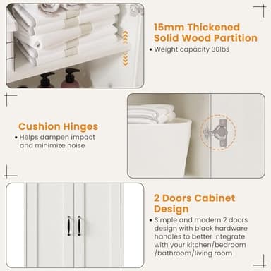 Teekyooly 70" Tall Storage Pantry Cabinet, Bathroom Floor Organizer Storage Cabinet with 2 Doors and 6 Adjustable Shelves, Standing Utility Cabinet for Dining Room, Food Storage and Kitchen, White - Image 6