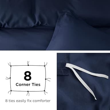 Bedsure Duvet Cover King Size - Soft Double Brushed Bedding Set for Kids & Adults, Zipper Closure, 3 Pieces, Includes 1 Duvet Cover (104"x90") & 2 Pillow Shams, NO Comforter, Navy Blue - Image 6