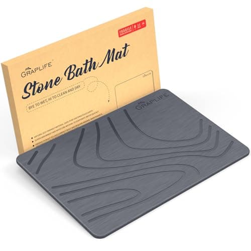 Graplife - Stone Bath Mat, Diatomaceous Earth Shower Mat, Non-Slip Super Absorbent Quick Drying Bathroom Floor Mat, Natural, Easy to Clean (23.6 x 15.35 Darkgrey) - Image 1