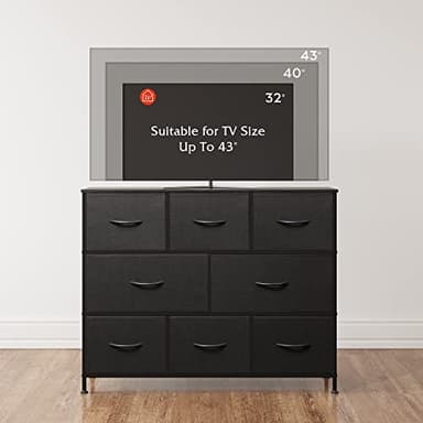 WLIVE 8 Drawer Dresser for Bedroom, Fabric Black Dresser with Large Storage Drawer Unit for Entryway, Chest of Drawers for Living Room - Image 5