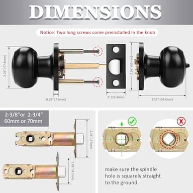 Probrico 10 Pack Round Privacy Door Knob(Thumb Turn Lock on The Inside), Keyless Doorknobs Interior/Exterior Lockset,Privacy Knobs for Bedroom/Bathroom,Black Modern Design Door Hardware - Image 5