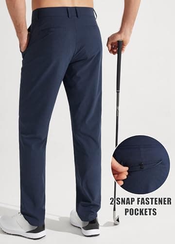 Libin Mens Golf Pants Stretch Work Dress Pants 30" Quick Dry Lightweight Business Casual Pants for Men Comfy Water Resistant, Navy Blue, 35W x 30L - Image 2
