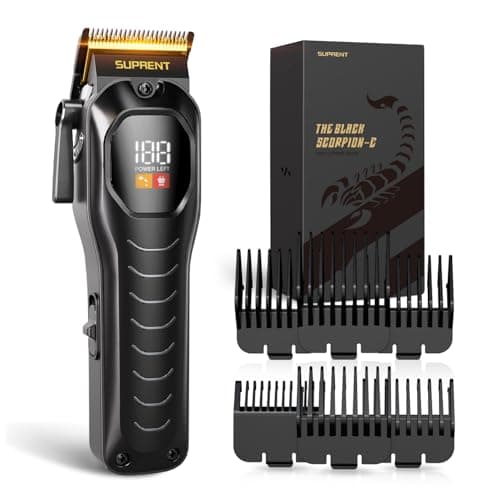 SUPRENT Mens Hair Clipper-Rechargeable Hair Cutting Kits with LED Display, Cordless Hair Clipper for Home Use & Barbers (Black) - Image 1