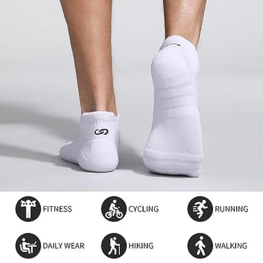 Lapulas Athletic Ankle Socks, Low Cut Cushioned Anti-Blister Running Tab Sports Socks for Men and Women 6Pairs (White, L) - Image 7