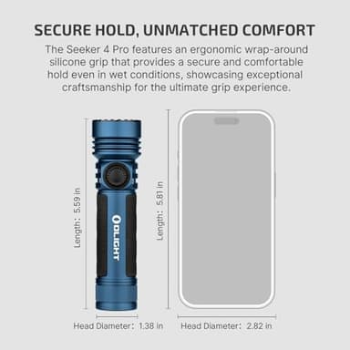OLIGHT Seeker 4 Pro Rechargeable Flashlights, 4600 Lumens High Powerful Bright Light with USB C Holster, Waterproof IPX8 for Emergencies, Camping, Searching (Midnight Blue Cool White) - Image 4