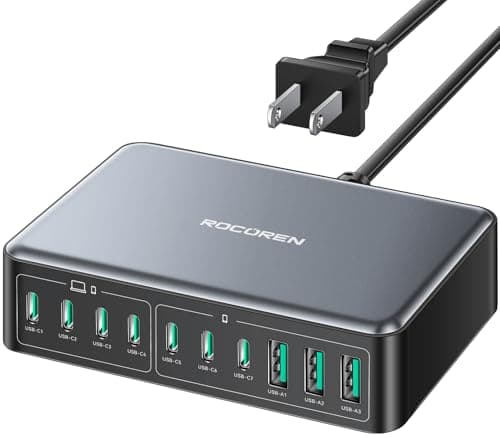 480W USB C Charger Block, Rocoren 10-Ports USB C Charging Station for Multiple Devices,PD 100W Type c Gan Fast Charger Station Multi USBC Charging Hub for Laptop MacBook HP iPad iPhone Samsung - Image 1