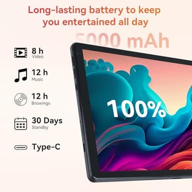 URAO Tablet,10.1" Android Tablet with Octa-core Processor 24GB RAM 128GB ROM HD IPS Touchscreen 8H Battery, Wi-Fi 6, BT 5.0, Dual Camera, Android 15 Tablets 2025 - Image 4