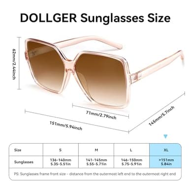 Dollger Oversized Square Sunglasses for Women Big Large Wide Fashion Shades for Men 100% UV Protection Trendy Brown - Image 6