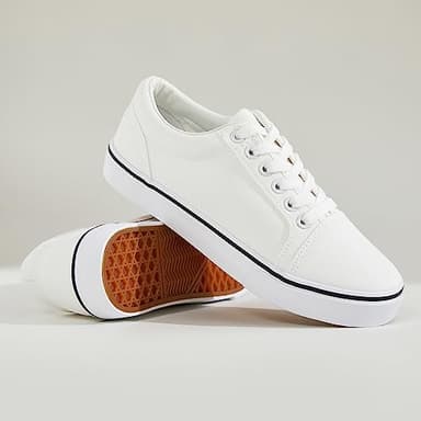 Shupua Canvas Shoes for Women White Canvas Sneakers Womens Casual Shoes Low Top Black Sneakers Comfortable Tennis Shoes(White.us9) - Image 8