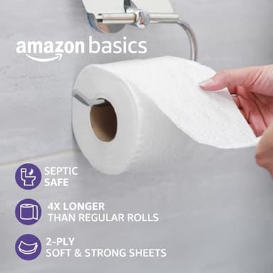 Amazon Basics Soft and Strong 2-Ply Toilet Paper, 30 Ultra Rolls = 120 Regular Rolls, Unscented, 340 Sheet (30 Rolls) - Image 6