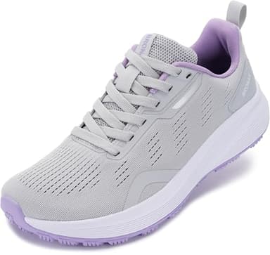 BRONAX Womens Wide Tennis Running Shoes Lightweight Comfy Fitness Outdoor Size 9w Rubber Sole Breathable Gym Cross Training Sneakers Walking Female Footwear Grey and Purple 40 - Image 1