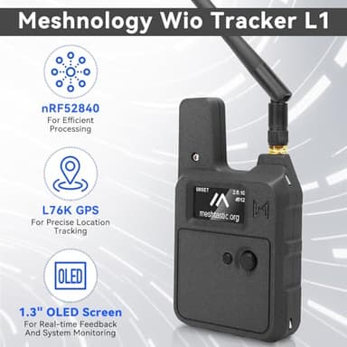 Wio Tracker L1 Board with 3000mAh Battery and Case Set - Wio SX1262 nRF52840 Module Kit for Ar duino Mesh Tastic Lo Ra, Blue Tooth 5.0, GPS GNSS, 1.3" OLED, Battery Type-C Solar Charge (N37, Black) - Image 2