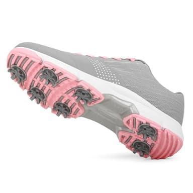 THESTRON Women's Golf Shoes Ladies Golf Sports Sneakers Spikes Women Golf Wears Spikeless Girls Golf Walking Sneakers Grey Pink - Image 3
