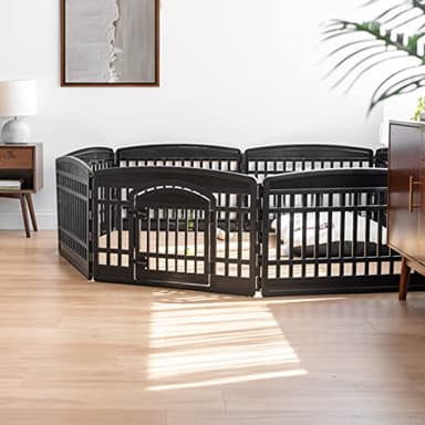 IRIS USA 24" 8-Panel Dog Playpen with Door, 83.5 x 83.5 x 23.63, Puppy Playpen, Dog Play Pen Indoors, Pet Fence, Puppies/Small Dogs, Black - Image 9