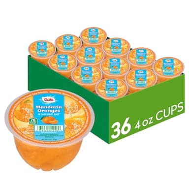 Dole Fruit Bowls Mandarin Oranges in 100% Juice Snacks, 4oz 36 Total Cups, Gluten & Dairy Free, Bulk Lunch Snacks for Kids & Adults - Image 1