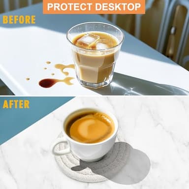 12 Pcs Handmade Woven Coasters for Drinks, Absorbent and Insulating Cotton Coasters with Seagrass Basket Holder set, Boho Perfect for Coffee Table and Home Decor - Image 6