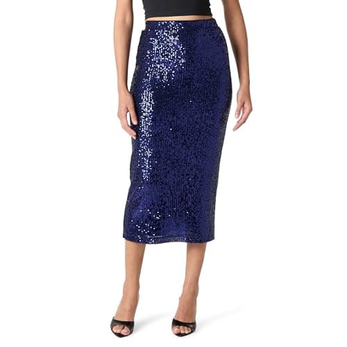The Drop Women's Bianca Sequin Midi Skirt, Navy, XXS - Image 1