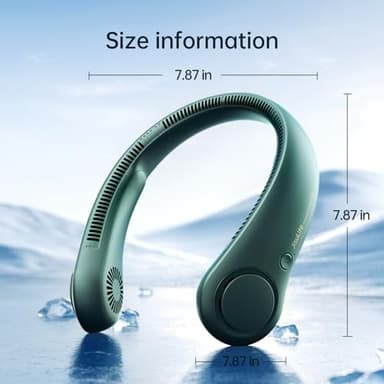 JISULIFE Portable Neck Fan, Hands Free Bladeless Fan, 5 Speeds, 4000 mAh Battery Operated Wearable Personal Fan, Twistable, Rechargeable, Gift for Women Men-Dark Green - Image 4