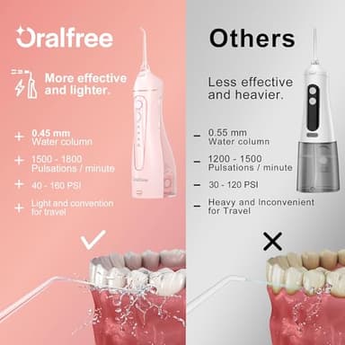 Oralfree Water flosser Teeth Picks - Dental Braces Cordless Oral Irrigator Portable Rechargeable Travel Irrigation Cleaner IPX7 Waterproof Electric Professional Flossing Teeth Cleaning for Home - Image 2