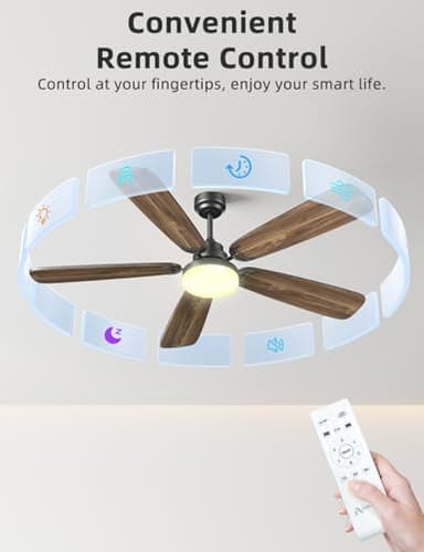 Ceiling Fans with Lights and Remote, 52 Inch Modern Ceiling Fan with Light, Downrod & Flush Mount, Quiet DC Motor, Dual Finish 5 Blades Ceiling Fan for Bedroom Living Room Farmhouse Indoor - Image 4
