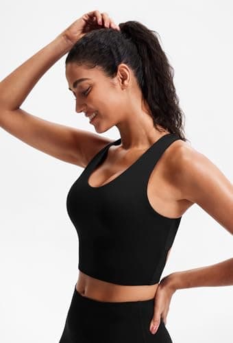 JOYSPELS Sports Bras for Women Extra Comfort Criss-Cross Back Padded Workout Tops for Women Medium Support Black - Image 3