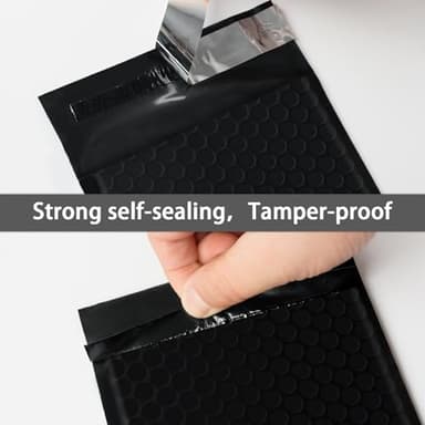 skardeco 4x8 Inch Black Bubble Mailers 40 Pack Self-Seal Poly Padded Envelopes Suitable for Small Businesses to Package and Mail Jewelry Cosmetics, Electronic Products, Cards (Black, 4 x 8-40) - Image 3