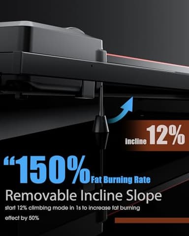 340lb Capacity Walking Pad Treadmill with 12% Incline, Big LED Display Under Desk Treadmill Support Full Manual/3-Preset Countdown/App Mode (No Handrail-12% Incline) - Image 2