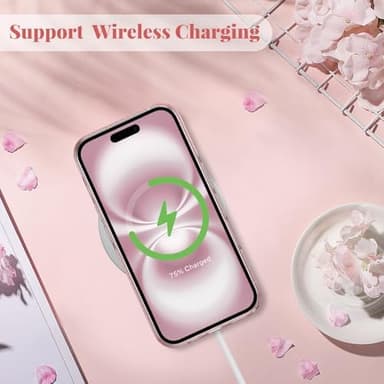 ZTOFERA for iPhone 16 Plus Case,Cute Pink Ribbon Bow Tie Planet Star Floral Aesthetic Phone Case,Trendy Slim Hard IMD Shockproof Protective Bumper Phone Cover for Women Girls,Cherry - Image 6