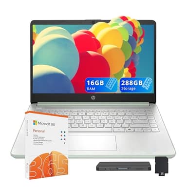 HP 14-inch Ultra Light Laptop W/1 Year Office 365&AI-Copilot, Intel Processor N150, 16GB RAM, 288GB Storage (128GB UFS + 160GB Docking Set), Long Battery Life, HD Camera, Wi-Fi 6, Windows 11s, Green - Image 1