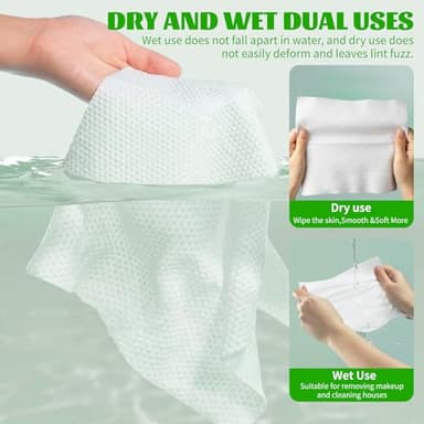 Disposable Face Towels 100 Count, Biodegradable Facial Towels for Sensitive Skin, Ultra Soft & Thick Face Cloth, Lint- free Dry Wipes for Makeup Remover, Skincare and Cleansing - Image 2