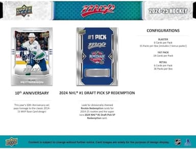 2024 2025 Upper Deck M V P Hockey Series Unopened Blaster Box of 15 Packs with Chance for Rookies Plus #1 Draft Picks Cards and Blaster Exclusive Gold Scripts - Image 4