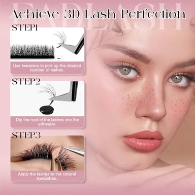 FADLASH Easy Fan Lash Extension 3D Effect Fluffy Rapid Volume Three Layers Easy Fan 2D~10D Eyelash Extensions Automatic Blooming Easy Fan Lashes D Curl (0.05D 14-18mm Mixed) - Image 4