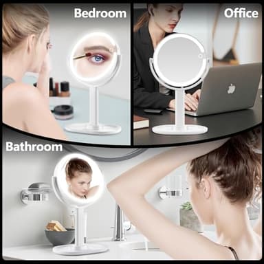 Makeup Mirror with Lights,20X Magnifying Mirror with Light and Touch Switch,Vanity Mirror with 3 Color Light and 80 LEDs,2-Sided Lighted Magnified Mirror 8.8 Inches - Image 8