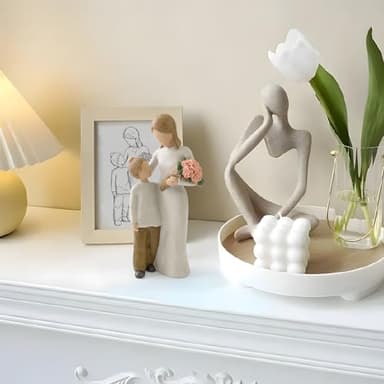 Faumsut Mother and Son Figurines Statues, Sculpted Hand-Painted Mom and Child Statues Gifts for Mother’s Day Anniversary Birthday Home Decor - Image 4