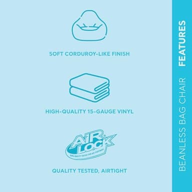 Intex 68579EP Beanless Bag Inflatable Lounge Chair: Corduroy Textured Flocking – Durable Vinyl – Folds Compactly – 220lb Weight Capacity – 45" x 45" x 28" - Image 4