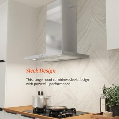 FIREGAS Wall Mount Range Hood 30 Inch, 600 CFM Ducted/Ductless Convertible Stainless Steel Kitchen Vent Hood with 3 Speed Fan, LED Lights and Push Button Control - Image 8