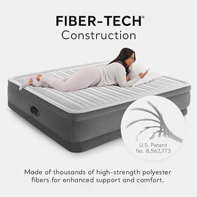 Intex 18" Inflatable King Air Mattress, Elevated Premium Comfort with Built-in Pump, Self-Inflating Portable Blow-Up Airbed for Guest Bed or Camping - Image 5