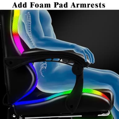 Czlolo Gaming Chair, Racing Style RGB LED Lights Gaming Chairs for Adults and Kids, Lumbar Massager Gamer Chair, High Back Reclining Computer Chair with Footrest and Headrest (Black/Green) - Image 7