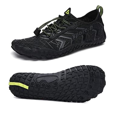 UBFEN Water Shoes Aqua Swim Shoes Mens Womens Beach Sports Quick Dry Barefoot for Boating Fishing Diving Surfing Black Color Size US 11 Women 9.5 Men - Image 6