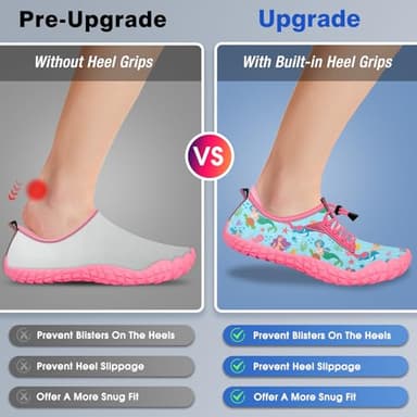 Built-in Heel Grips Water Shoes for Kids Girls Boys Hiking Shoes Wide Barefoot Swim Beach Pools Aqua Socks Slip-On Quick Dry Lightweight for Big Little Kids Toddler - Image 2