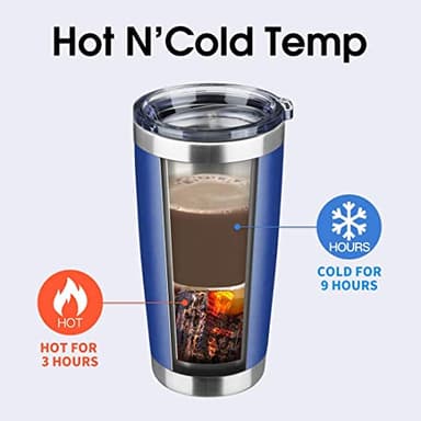 EcoMozz 20oz Tumbler Stainless Steel Vacuum Insulated Mug with Lid, Double Wall Travel Mug, Durable Powder Coated Coffee Cup, Suitable for Ice Drinks and Hot Beverage (New Blue 6 pack) - Image 5
