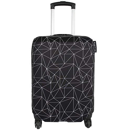 Explore Land Travel Luggage Cover Suitcase Protector Fits 18-22 Inch Case (Black Polygonal, S) - Image 1
