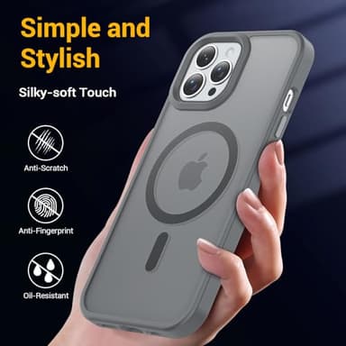 Temdan for iPhone 15 Pro Max Case, Compatible with Magsafe, Anti-Yellowing, Military-Grade Protection, Shockproof Slim Magnetic Phone Case Cover, Gray - Image 6