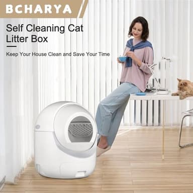 Self Cleaning Cat Litter Box, Automatic Cat Litter Box with APP Control Odor Removal Safety Protection for Multiple Cats, with Garbage Bags - Image 2