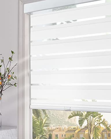 Persilux Cordless Zebra Blinds for Windows (20" W x 64" H, White) Light Filtering Zebra Shades for Indoor Windows, Sheer Shades Thermal Insulated Blinds with Upgraded Cassette, Window Shades for Home - Image 2